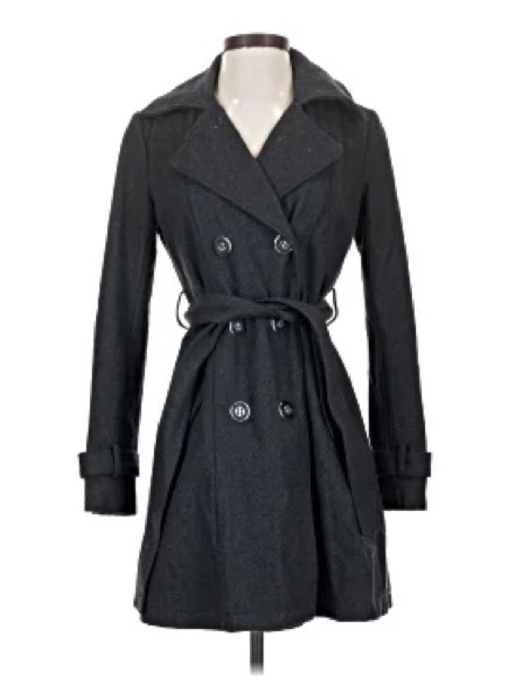 New York & Co Woman’s M Black Double-Breasted Belted Trench Coat - Picture 10 of 10